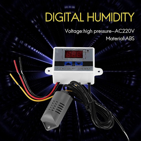 Digital Fugtighedsregulator Hygrometer Fugtighedskontrolkontakt 0~99%Rh Hygrostat Med Fugtighedssensor