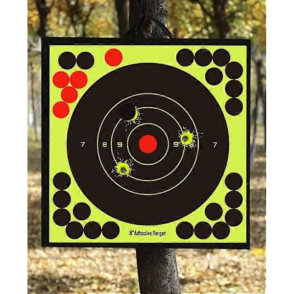 50x Fluorescerende Gule Reaktive Splatter Papir Reaktive Klæbende Skydeskiver 203x203mm