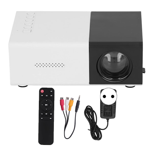 Miniprojektor Inbyggda högtalare Diffus Reflection Imaging Svart 1080P Bärbar Filmprojektor 100‑240V EU-kontakt