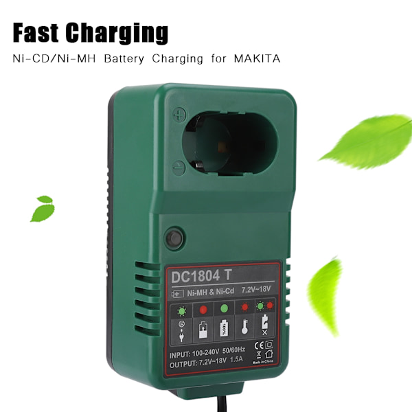 Flernivås beskyttelse Ni MH batterilader DC 7.2V 18.0V Ni MH lader for MAKITA - AU plugg