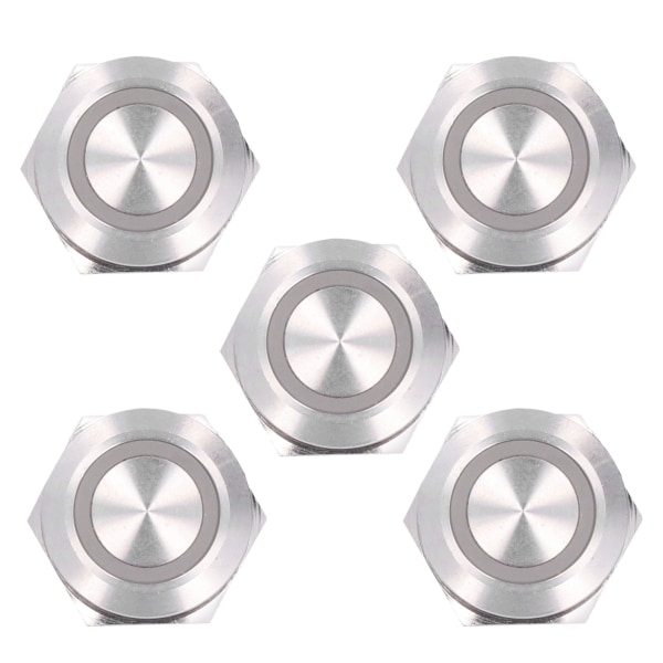 5 kpl Momentary Push Button Switch Metal Auto Reset Ultra Thin Vedenpitävä LED 19mmDC3~6V Vihreä