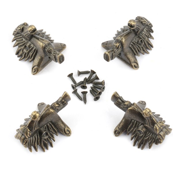 4 stk Antikk hesteform smykker Bryst Treboks Dekorative føtter Ben Hjørnebeskytter