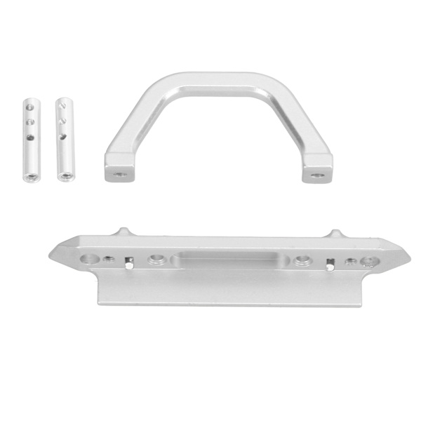 RC Metall Aluminium Frontstoßstange mit LED-Licht Stabile RC-Zubehör für Axial SCX24 1/24 Ferngesteuertes Auto Silber S