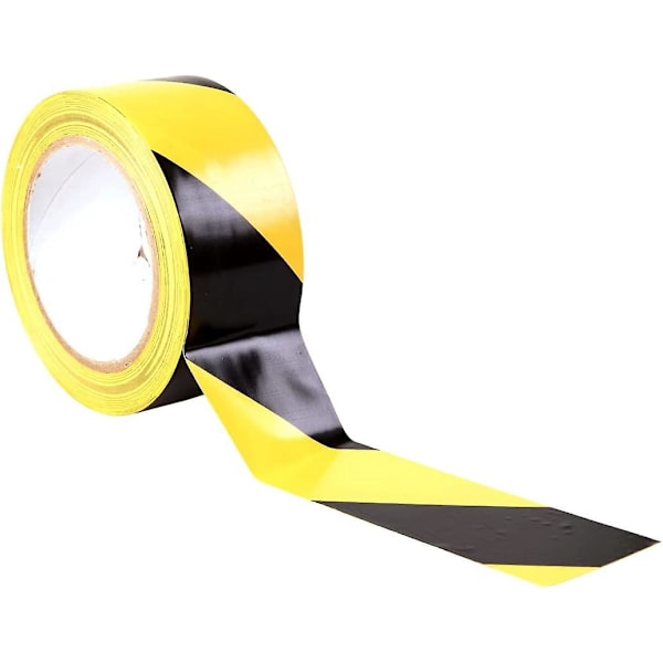 Advarselstape - 48 mm x 100 m pr. rulle - til gulv-/sikkerhedsmarkering - sorte/gule striber - Signaltapesikkerhedstape