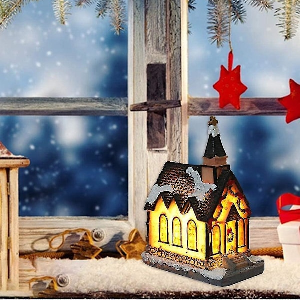 Julhus Utsökt Lysande Hartsstuga, Snöbyhus Miniatyr Julharts Hus Utsökt Mini LED Blinkande Hartshus
