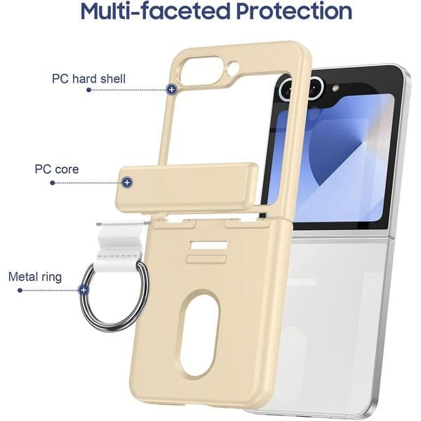 Etui til Samsung Galaxy Z Flip7, Central Axis Ring, Foldbar Kortholder Black