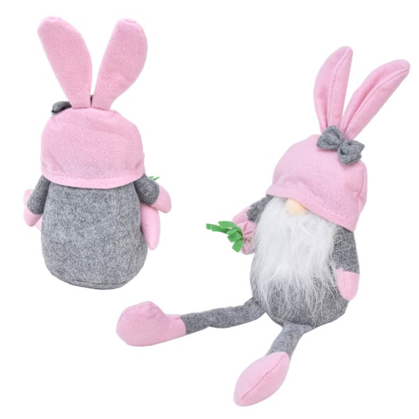 Påskhare Gnome Dockor Mjukt Tyg Långt Ben Söt Faceless Gnome Prydnad för Heminredning Rosa Hatt