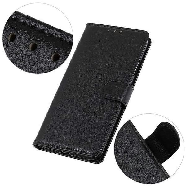 Compatible with Sony Xperia 10 VI Magnetic Case Wallet Leather Phone Case with Litchi Texture Black