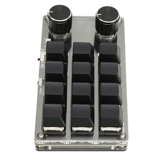 12-tangenters mekaniskt tangentbord stödjer trådbunden USB trådlös Bluetooth DIY programmerbar röd switch makro tangentbord med 2 knappar för spel