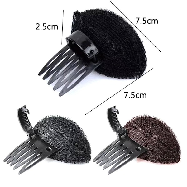 2 st pannlugg fluffig puff svamp pad klämma kam insats verktyg bas DIY prinsessa styling ökad hår svamp pad