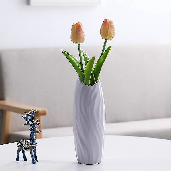 1 Styck Europeisk Stil Plastfärg Vas, Hushåll Torkade Blommor, Färska Blommor, Matbord Och Vardagsrumsdekorationer (grå)
