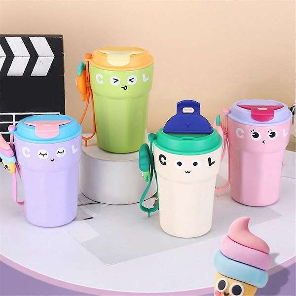 450ML Kreativ Kaffekopp Rostfritt Stål Kaffemugg Tumbler Vit