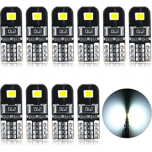 12V T10 LED Canbus Pærer - Hvide Interiør-, Dome- og Nummerpladelys