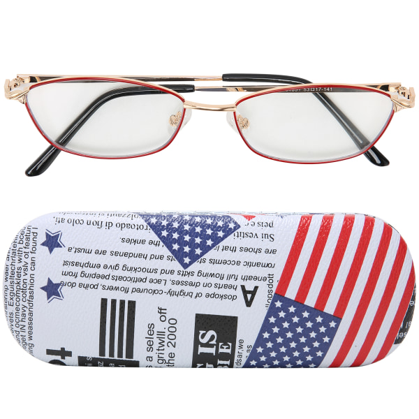 Rødt stel Ældre presbyopiske briller Bærbare blåt lysblokerende bifokale læsebriller (+350 )