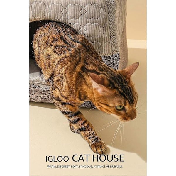 Kattgrotta Säng för Innekatter upp till 7kg, 37x33x30cm 3 i 1 Varm Grotta Katthus
