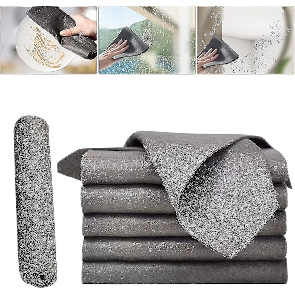 Magic Microfiber Glass Cleaning Cloth 5 Pack - Reusable 30x30cm Rag