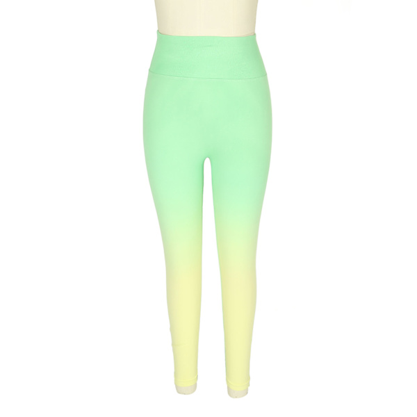 Gul grønn rumpe yogabukser sømløs hofteløfting gradient høy midje leggings store
