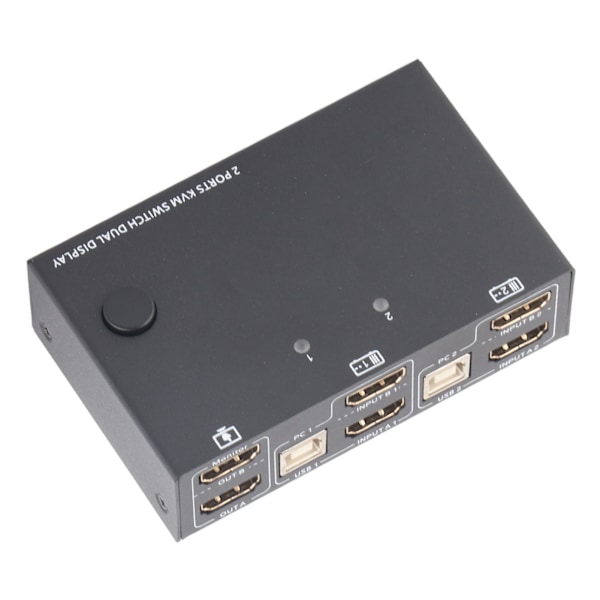 2-portars KVM-switch Dubbelskärm HD Multimedia Interface 4K 30Hz för 2 datorer Dela USB-tangentbord Mus Monitor KVM-omvandlare