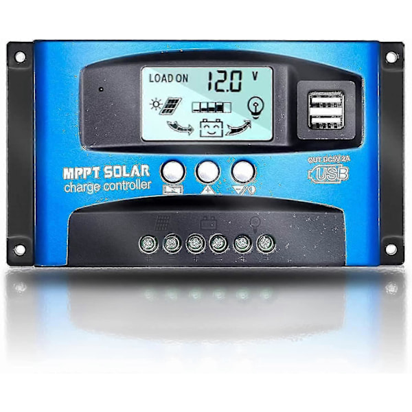 MPPT 100A 12V/24V Auto Fokus Spårning Solpanel Laddningsregulator Med Dubbla USB-Portar, LCD-Display, Ny MPPT Teknik ZD.16