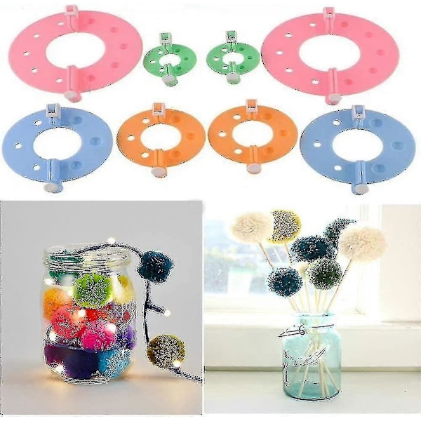 Essensielt Pom-pom-verktøy for fluffballvever, nålestrikking, DIY-verktøy (8 stk - 4 størrelser) Zekai