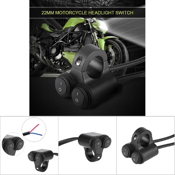 22mm Universal Motorsykkel Styrefrontlykt Brems Tåkelys Horn Dobbel Knapp Bryter Modell B