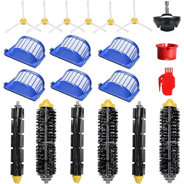 Roomba 600-serie tilbehørssett - kost, filter, rulleutskiftningsdeler for Irobot Roomba 671 692 694 697 698 650 651 660 690