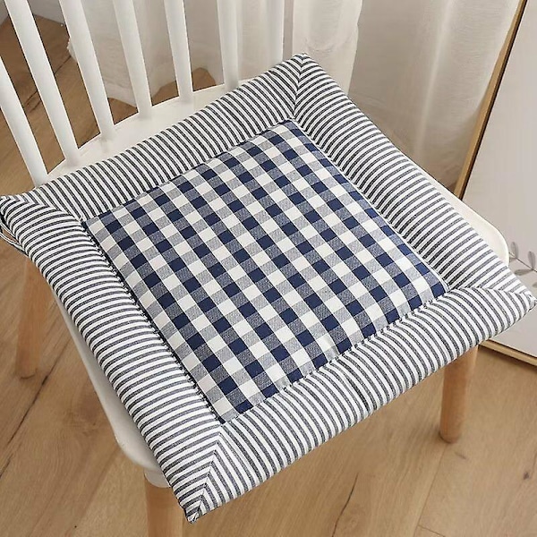 Andningsbar bomull linne hemmakontor kudde futon tatami stuss kudde startkudde matstol kudde vår och höst stol mörkblå 404