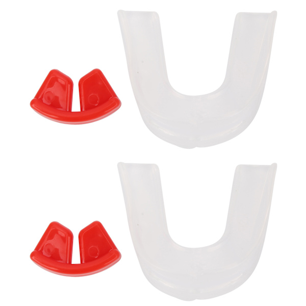 2Set Tosidet Tannbeskytter Transparent Silikon Tannregulering Munnbeskytter for Sanda Boksing
