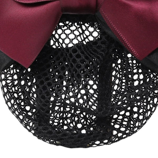 Bowknot Hair Snood Net Elegant Kvinner Barrette Hårklemme Bundeksel for servitør Sykepleier Rød Bowknot Net