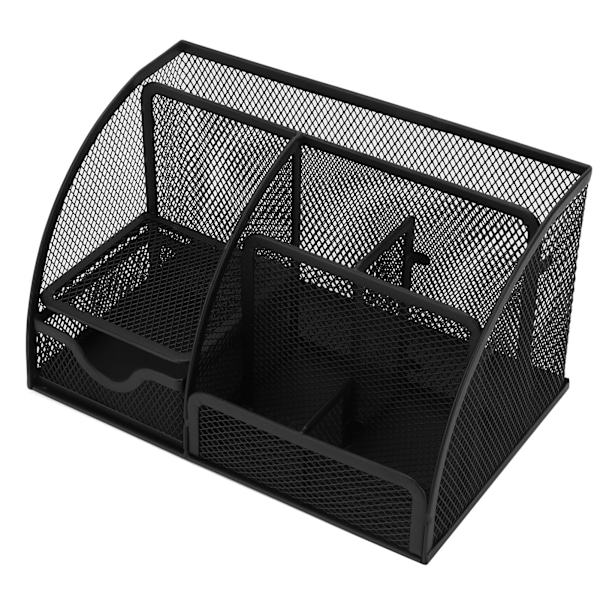 Lille skrivebordsarrangør, simpelt design, multifunktionel, robust, holdbar, rustfri metalpennearrangør til skrivebord, kontor, sovesal