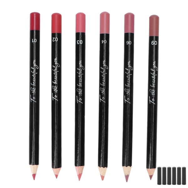 6 stk Lip Liner Profesjonell Vannbestandig Matt Langvarig Leppestift Pigmentert Kosmetikk #02