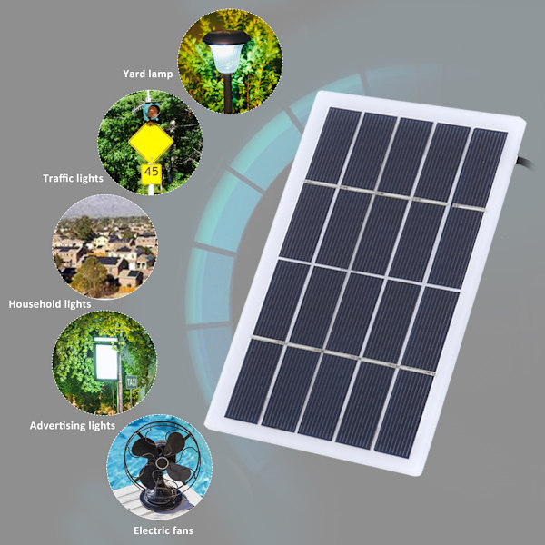 2W 5V polysilicium aurinkokennoakku DC-liitäntä latauksella 3,7 V akulle ulkoilmavalaisimeen