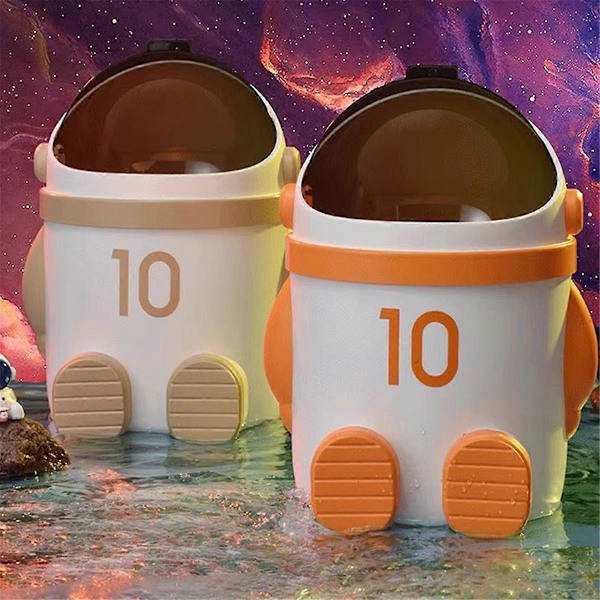 Søppelbøtte med lokk med astronaut-tema, stor kapasitet, lysebrun