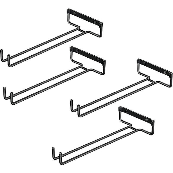 4 stk. glasholdere til hylde, jern glasholder til 4 glas, vægmonteret vinglas display rack, omvendt glasholder til vinskabe, barer, Ki