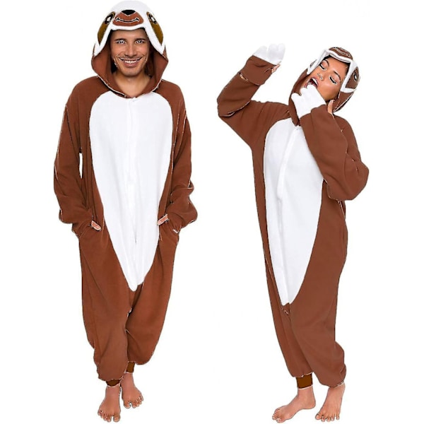 Funziez Adult Halloween Animal and Sea Creature Plush Cosplay Suit XX-Large Dark Brown Sloth