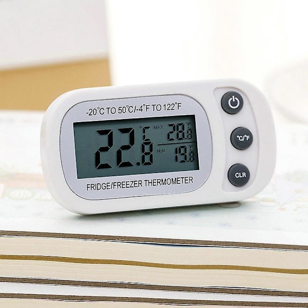 Digital Kylskåpstermometer 2-pack Stor LCD Frys Termometrar Magnetisk Svart Vit