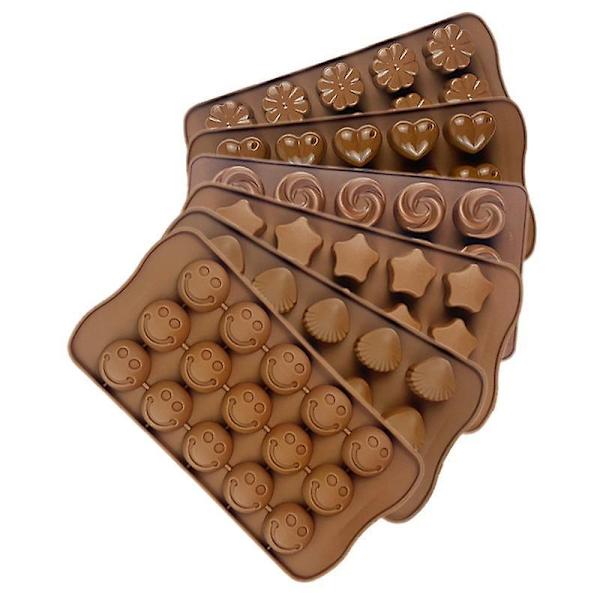 Silikone Slikforme til Keto Fedtkugler Hjerter Stjerner Blomster Emojis Sjove Former Sæt af 6