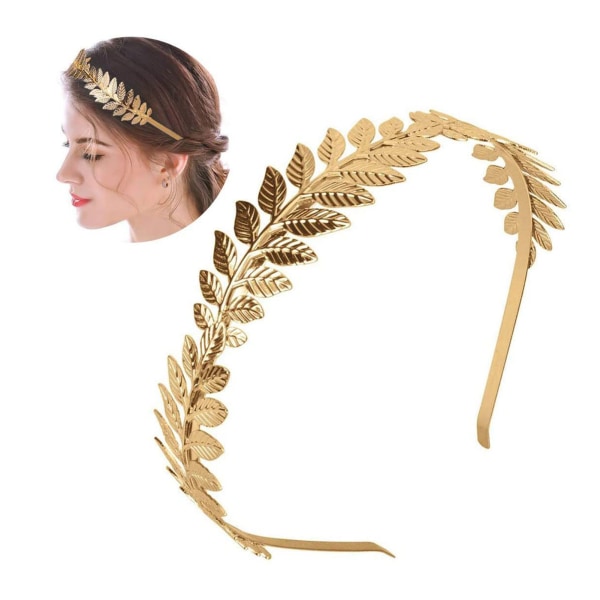 Gold Leaf Crown Pannebånd Metal Leaf Hair Crown for Wedding Prom Festival Brudepike Hårtilbehør Gull