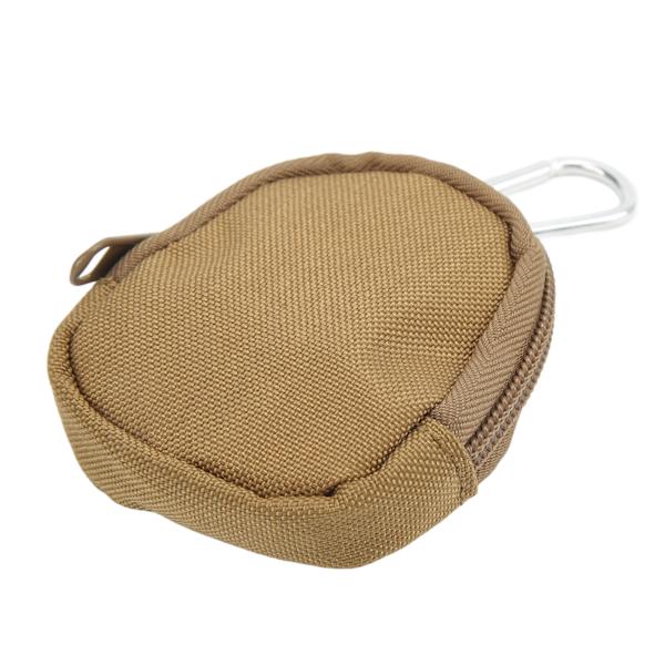 Mini avainlaukku, kannettava, kulutusta kestävä, 1000D pyöreä nylonkantolaukku, jossa kolmiolukko ulkokäyttöön, kuulokkeet, ruskea