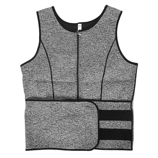 Mäns svett väst kropp shapewear midjetränare svett utomhus fitness sport träning väst grå L