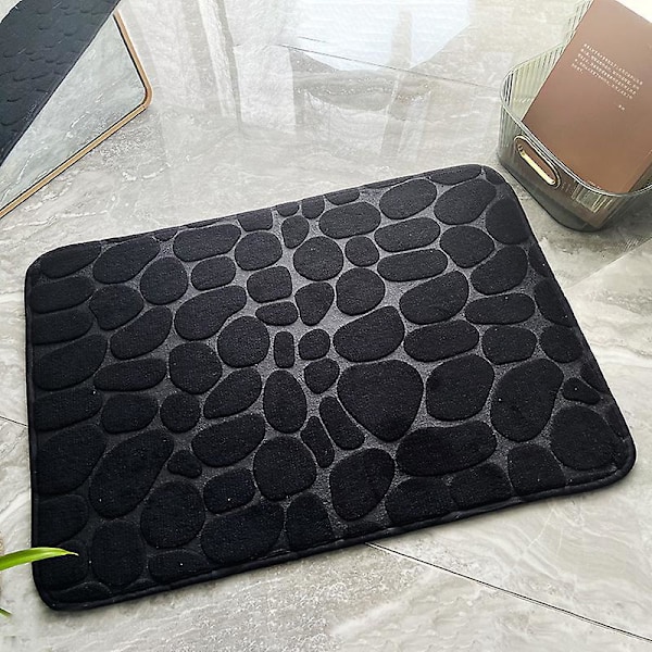 Sklisikker Baderomsmatte med Memory Foam - Baderomsmatte 50 x 80 cm - Svart