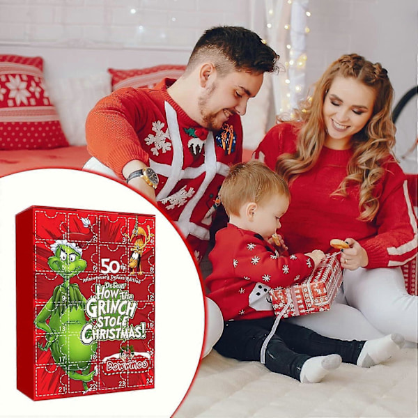 2023 Adventskalender Grinch Design Blind Box Morsom Julekalender med 24 Dager Fidget Leker for Barn Julegaver