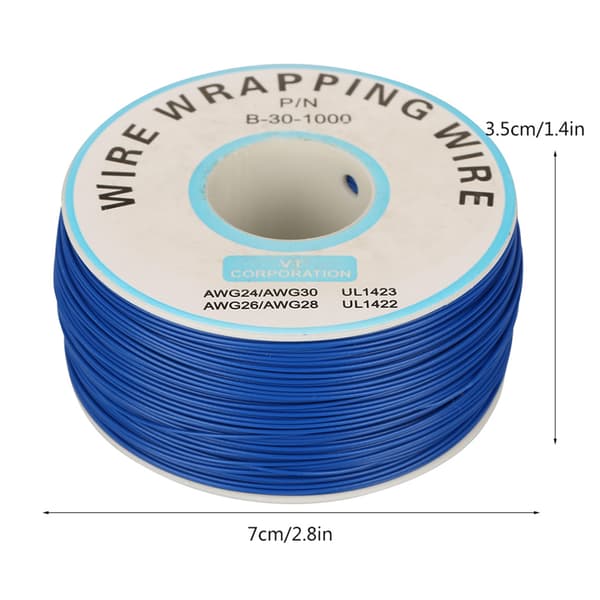 1 rulle WiRe Wrapping enkelt kobbertråd 30AWG kabel 0,25 mm kernediameter (blå)