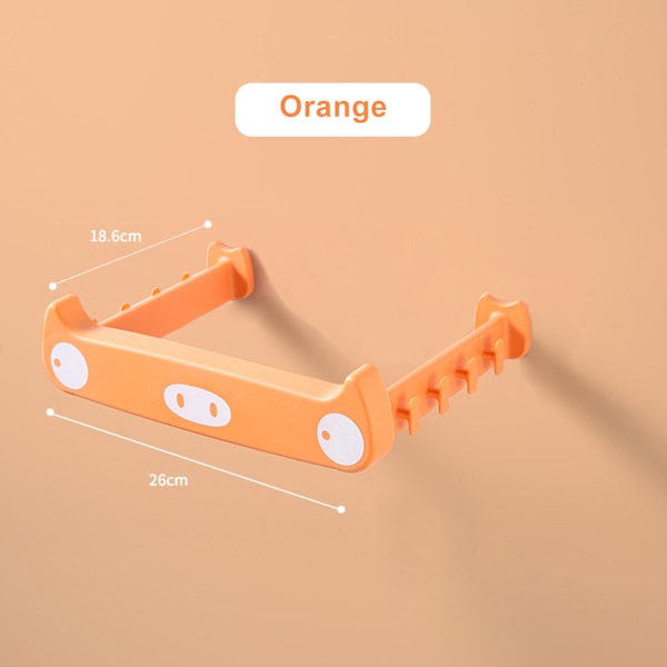 Soptunnehållare tecknad gris stil stansfri robust hållbar PP utrymmesbesparande väggmonterad redskapshållare orange