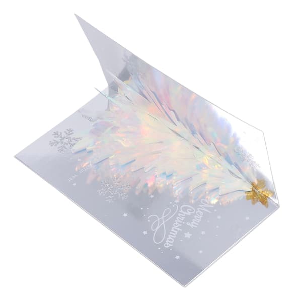 3D julkort Glitter Träd Tema Präglad Design Folieprägling Process Dekorativt Papper Popup Julkort Blå