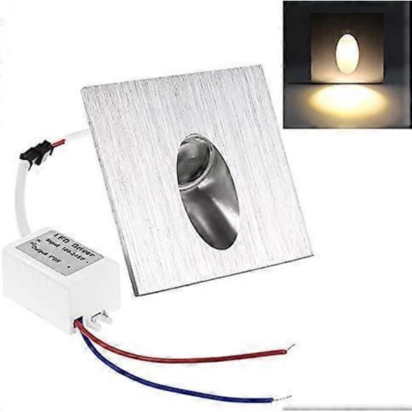 5-pack Fyrkantig Infälld LED Spot Light för Trappor Veranda Gångväg 1W AC 100-245V Varmvit