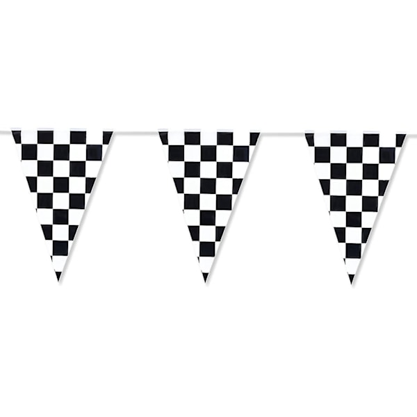 100 fod lang racerbane bil målstreg sort og hvid plastik vimpel fest ternet mønster snor gardin banner til dekorationer, fødselsdage, begivenhed