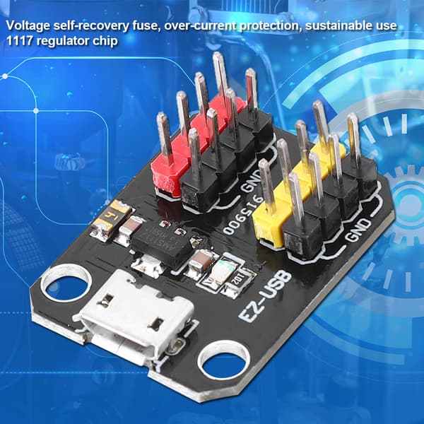 2 stk USB-strømforsyningsmodul Micro USB-grensesnitt 3,3V/5V 1117 regulatorbrikke