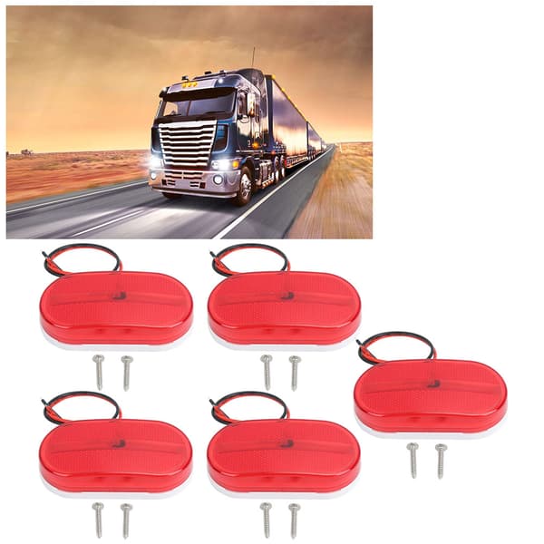 5 stk 6LED 12V Sidemarkeringslys for Lastebil Tilhenger Praktisk Tilbehør (Rød)