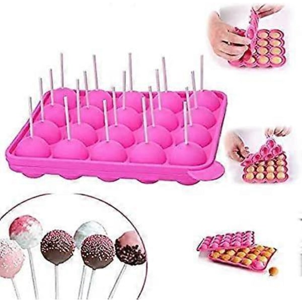 Cake Pop Form Sæt Isterningebakker Silikone Pop Kager Slik Form Gumdrop Jelly Cupcake Lollipop DIY Værktøj + 20 Pinde